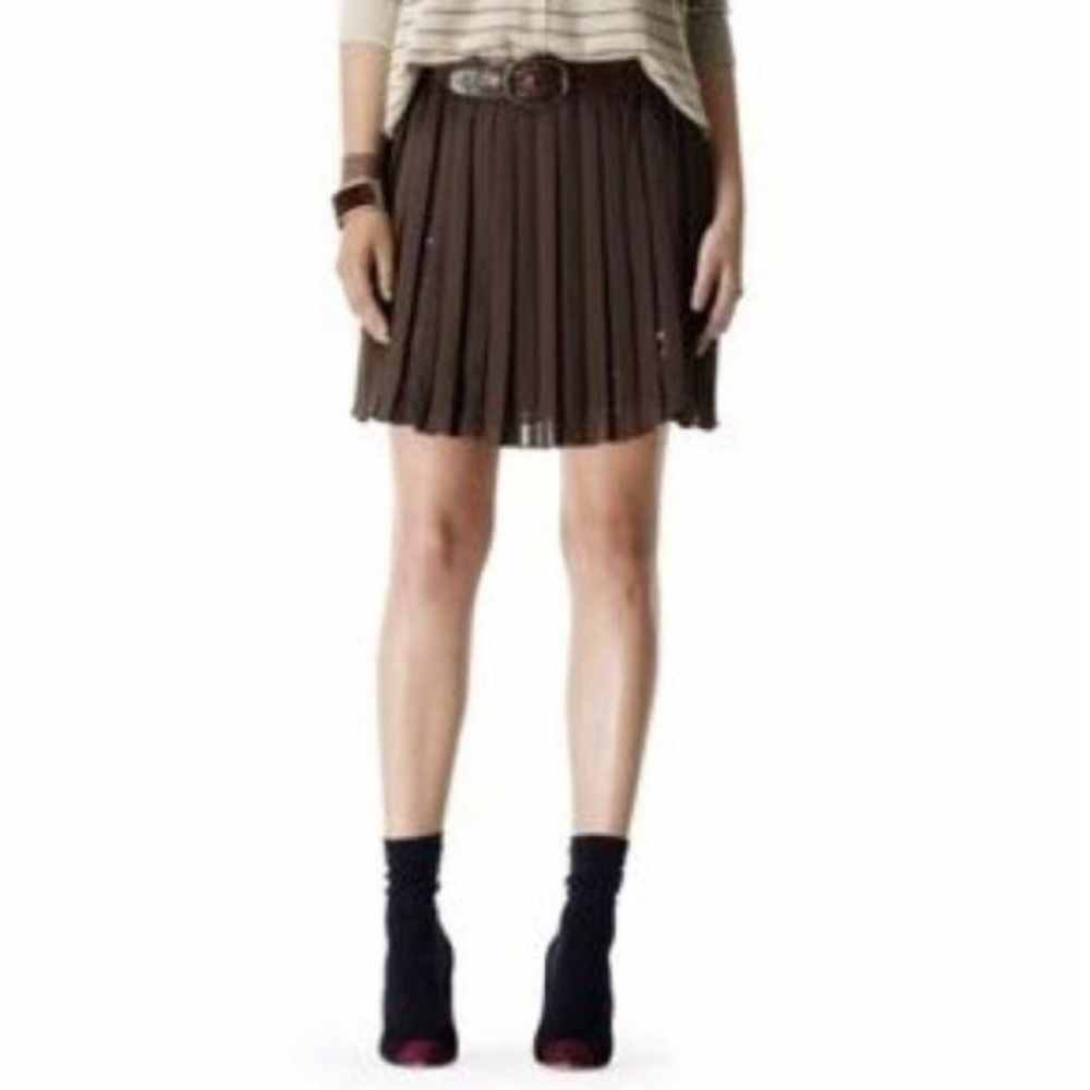 Club Monaco Brown Sequin Pleated Cooper Skirt.